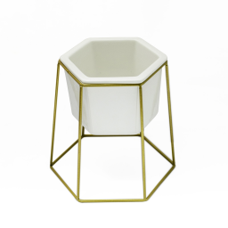 MACETA CERAMICA HEXAGONAL C/BASE