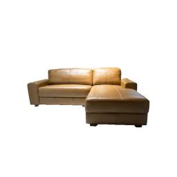 SOFA 100% CUERO COMO CON CHAISE IZQUIERDO CAMEL BD 145 + BE 